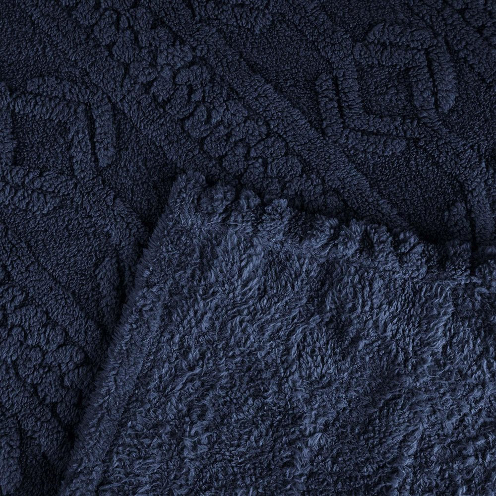 Queen Navy Blue Fleece Knitted Plush Blanket