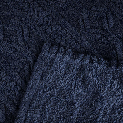 Queen Navy Blue Fleece Knitted Plush Blanket