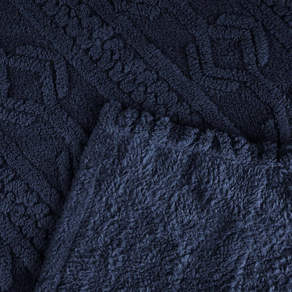 Queen Navy Blue Fleece Knitted Plush Blanket