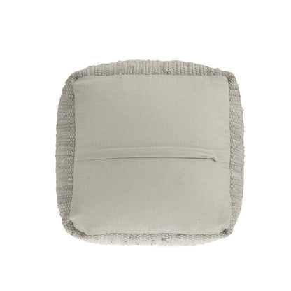 18" Gray and Natural Cotton And Jute Cube Pouf Ottoman
