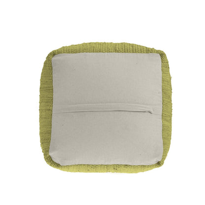 18" Gray and Natural Cotton And Jute Cube Pouf Ottoman