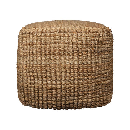 18" Natural Jute Blend Cube Pouf Ottoman