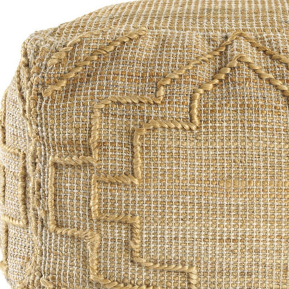 18" Natural Jute Blend Quatrefoil Cube Pouf Ottoman