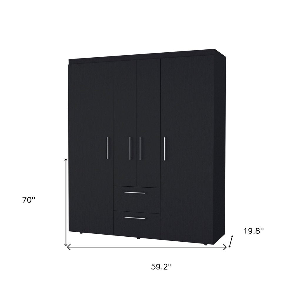 70" White Wood Four Door Two Drawer Combo Dresser