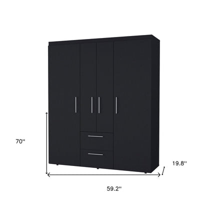 70" White Wood Four Door Two Drawer Combo Dresser