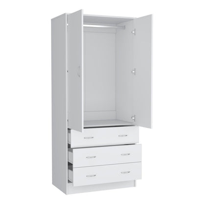 71" White Two Door Three Drawer Combo Dresser
