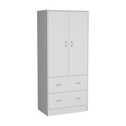 71" White Two Door Two Drawer Combo Dresser