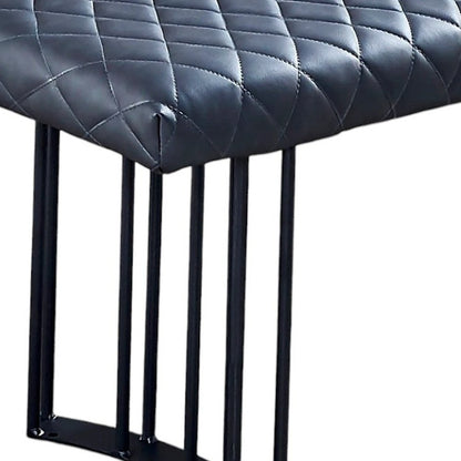 47" Dark Gray and Black Faux Leather Upholstered Dining Bench