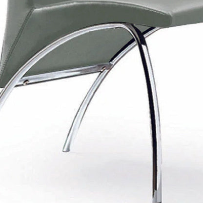 Set of Two Gray and Silver Upholstered Faux Leather Dining Side Chairs