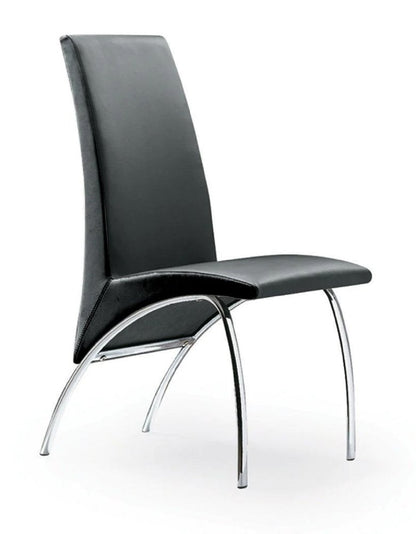 Set of Two Black and Silver Faux Leather Dining Side Chairs