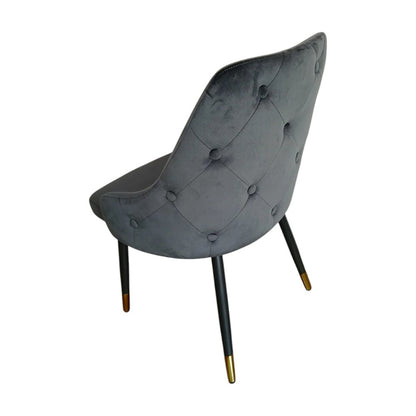Set of Two Gray and Black Fabric Dining Side Chairs