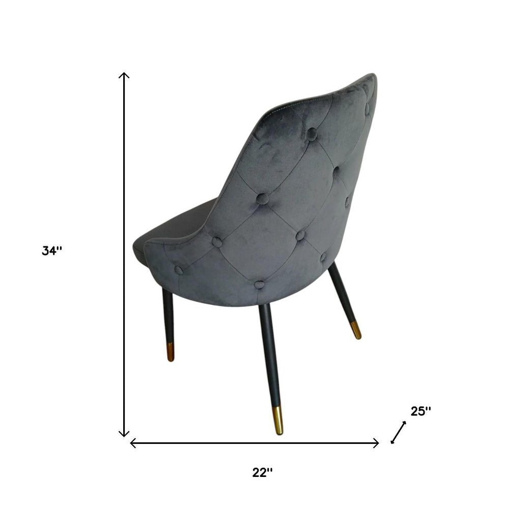 Set of Two Gray and Black Fabric Dining Side Chairs