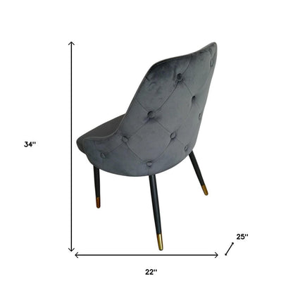 Set of Two Gray and Black Fabric Dining Side Chairs