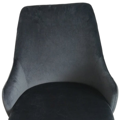 Set of Two Gray and Black Fabric Dining Side Chairs
