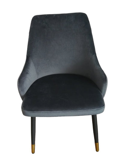 Set of Two Gray and Black Fabric Dining Side Chairs