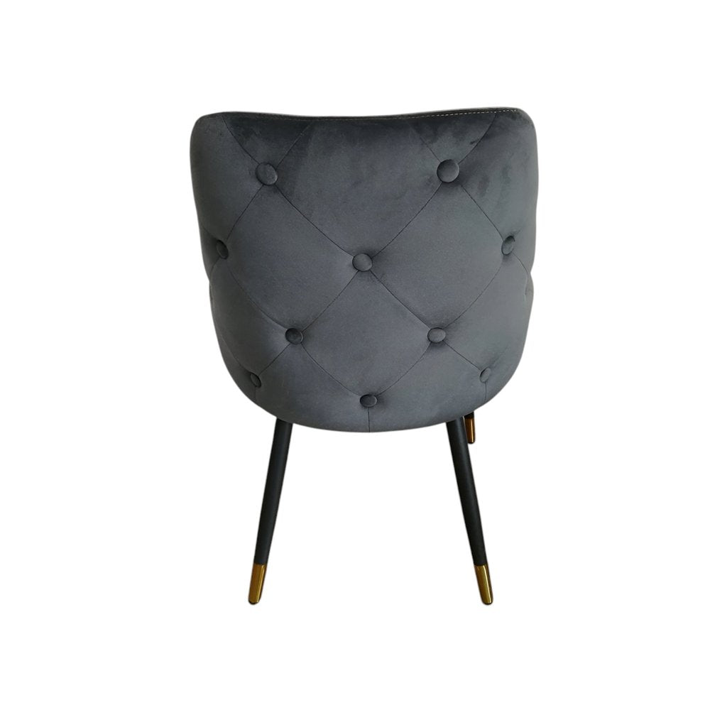 Set of Two Gray and Black Fabric Dining Side Chairs