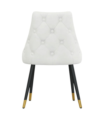 Set of Two White and Black Fabric Dining Side Chairs