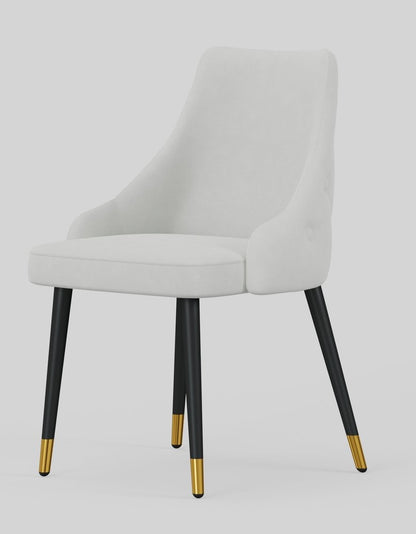 Set of Two White and Black Fabric Dining Side Chairs