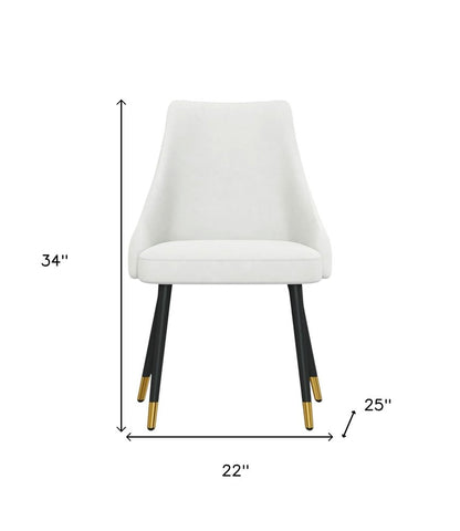 Set of Two White and Black Fabric Dining Side Chairs
