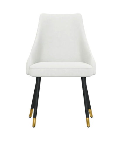 Set of Two White and Black Fabric Dining Side Chairs