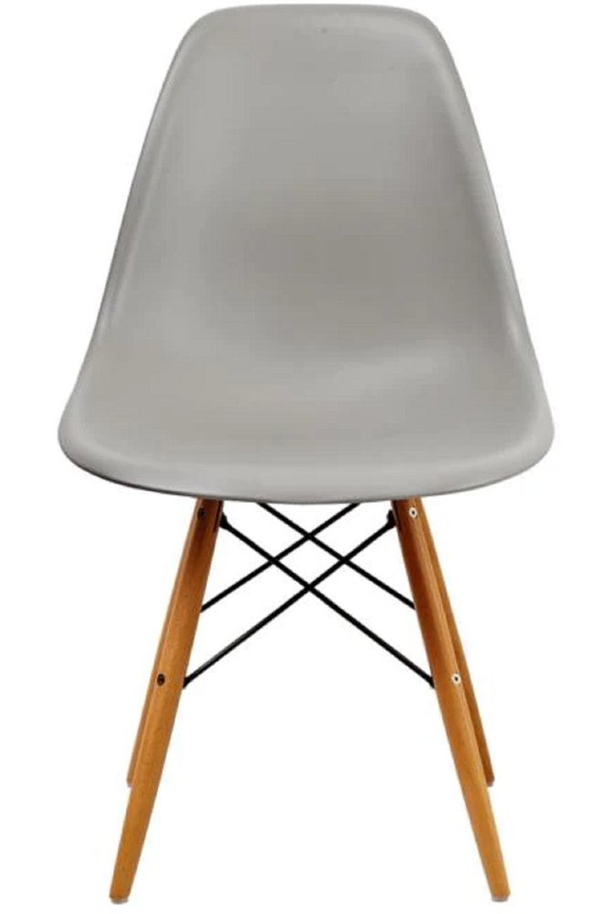Set of Two Gray and Brown Wood and Heavy Duty Plastic Dining Side Chairs