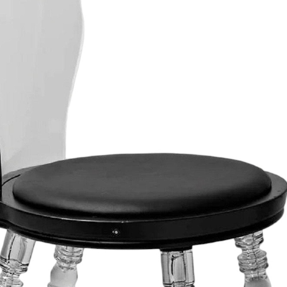 Black and Clear Faux Leather Dining Side Chair