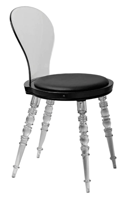 Black and Clear Faux Leather Dining Side Chair