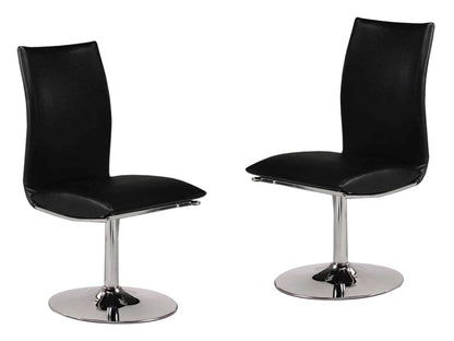 Set of Two Black and Silver Faux Leather Dining Side Chairs