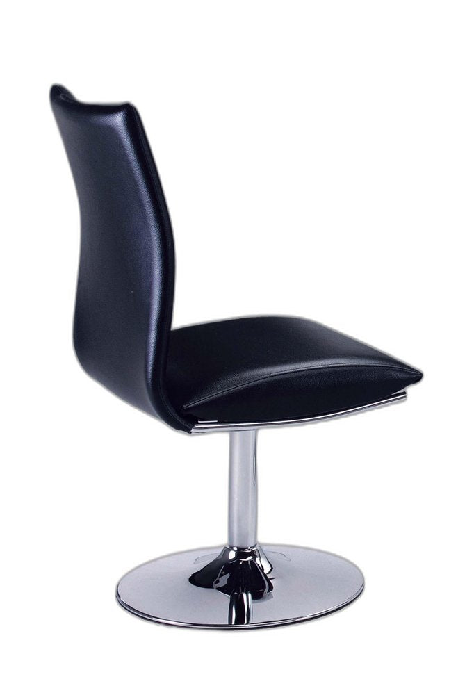 Set of Two Black and Silver Faux Leather Dining Side Chairs