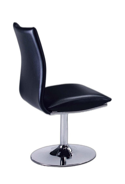 Set of Two Black and Silver Faux Leather Dining Side Chairs