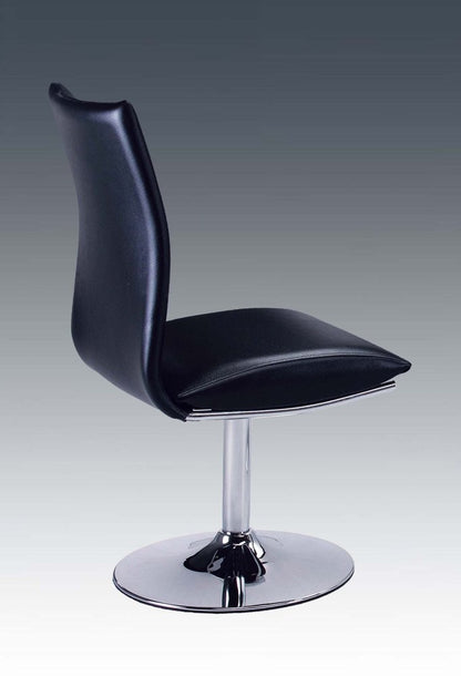 Set of Two Black and Silver Faux Leather Dining Side Chairs