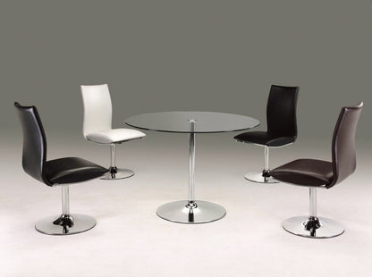 Set of Two Black and Silver Faux Leather Dining Side Chairs