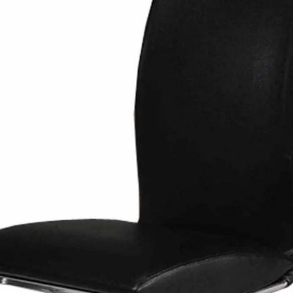 Set of Two Black and Silver Faux Leather Dining Side Chairs