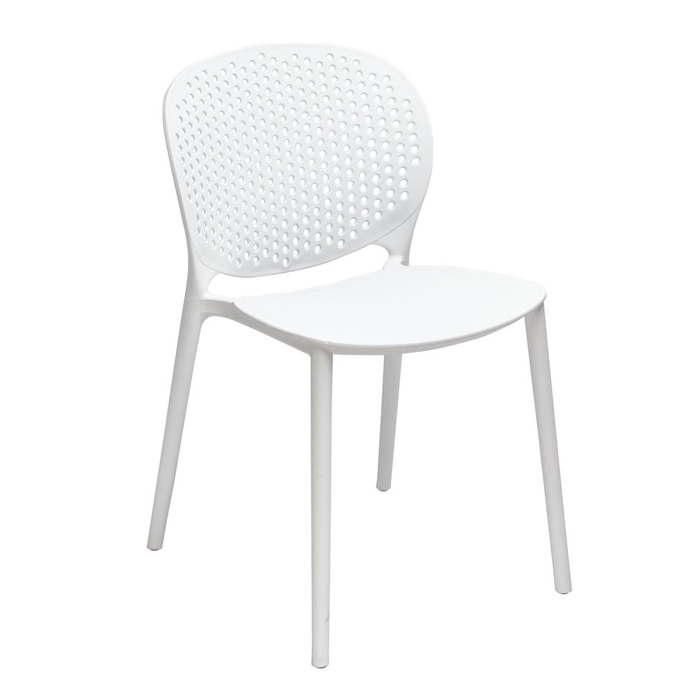 Set of Four White Heavy Duty Plastic Dining Side Chairs
