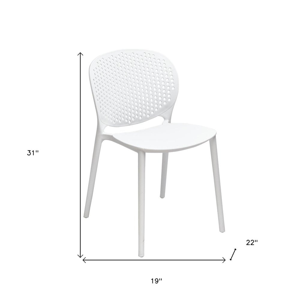 Set of Four White Heavy Duty Plastic Dining Side Chairs