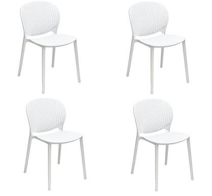Set of Four White Heavy Duty Plastic Dining Side Chairs