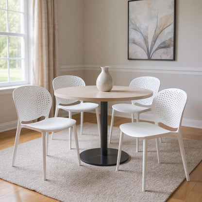 Set of Four White Heavy Duty Plastic Dining Side Chairs