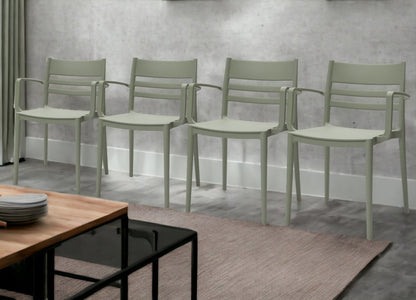 Set of Four Gray Heavy Duty Plastic Dining Side Chairs