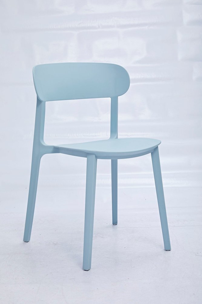 Set of Four Blue Heavy Duty Plastic Dining Side Chairs