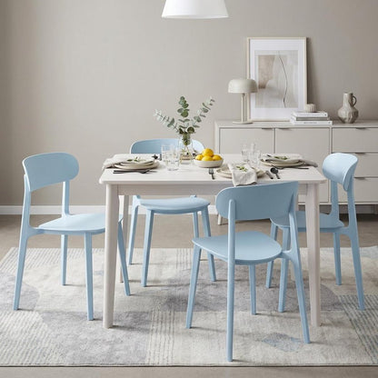 Set of Four Blue Heavy Duty Plastic Dining Side Chairs