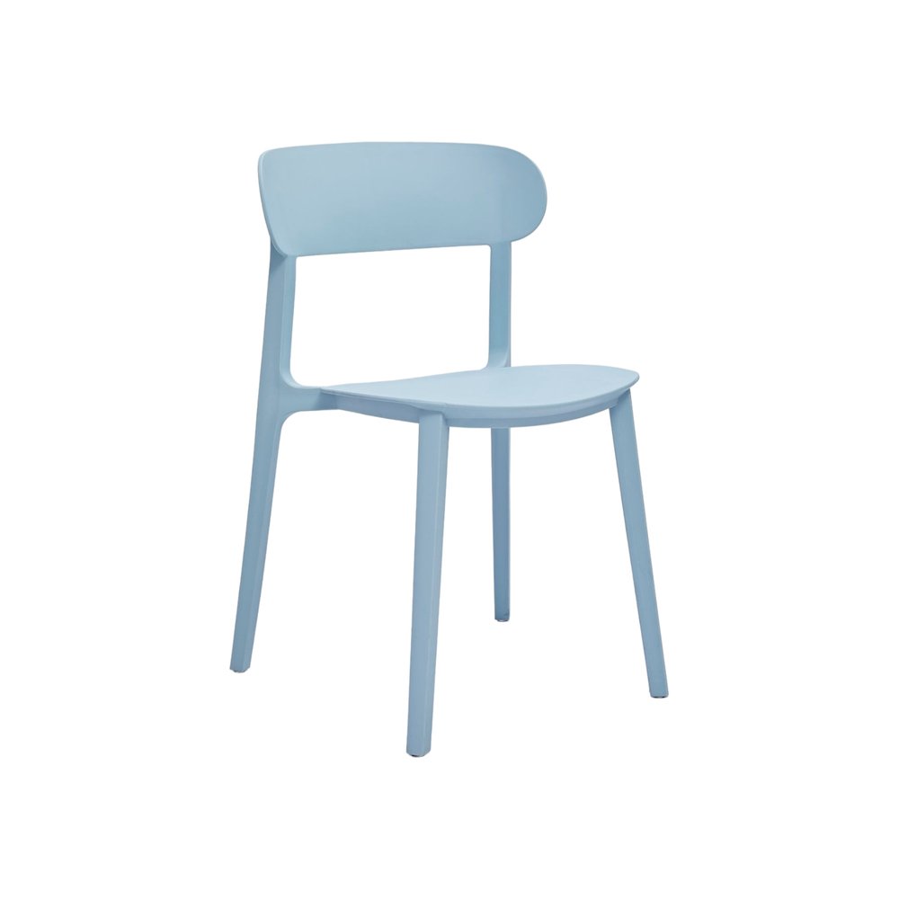Set of Four Blue Heavy Duty Plastic Dining Side Chairs
