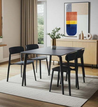 Set of Four Gray Heavy Duty Plastic Dining Side Chairs