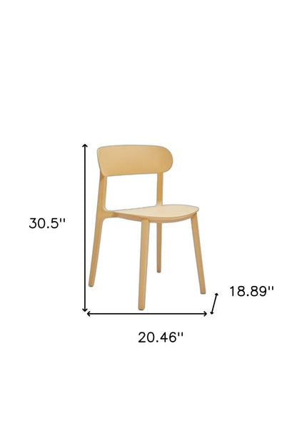 Set of Four Yellow Heavy Duty Plastic Open Back Dining Side Chairs