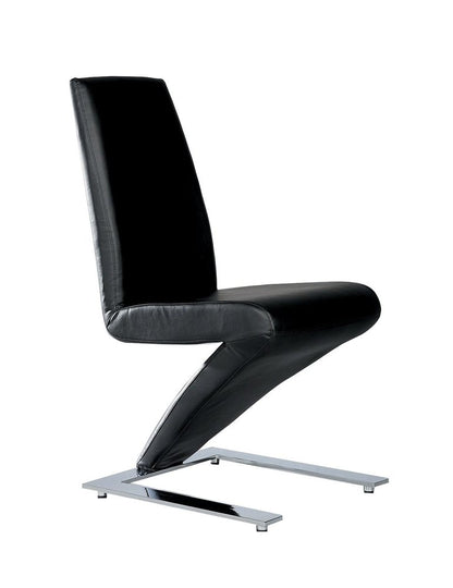 Set of Two Black and Silver Faux Leather Dining Side Chairs