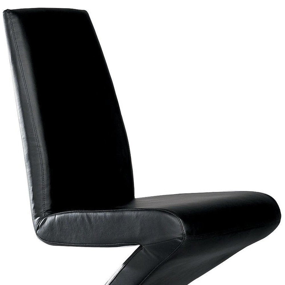 Set of Two Black and Silver Faux Leather Dining Side Chairs
