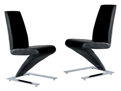 Set of Two Black and Silver Faux Leather Dining Side Chairs