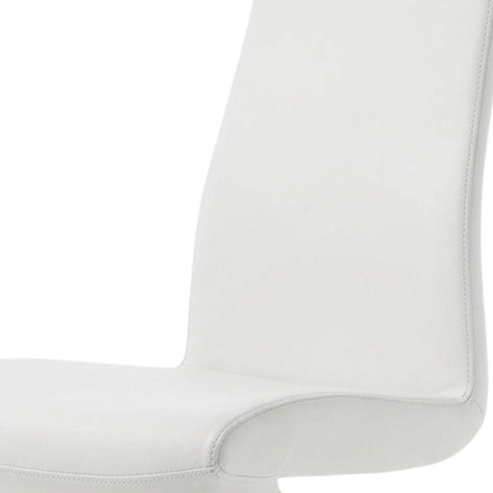 Set of Two White and Silver Slipcovered Faux Leather Dining Side Chairs
