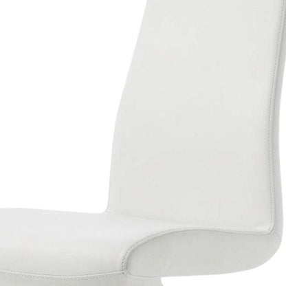 Set of Two White and Silver Slipcovered Faux Leather Dining Side Chairs