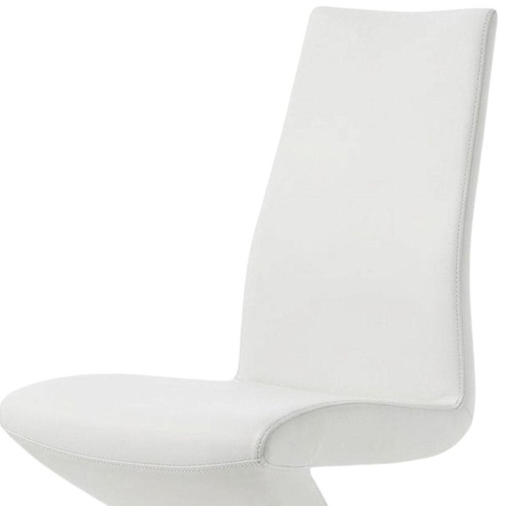 Set of Two White and Silver Slipcovered Faux Leather Dining Side Chairs