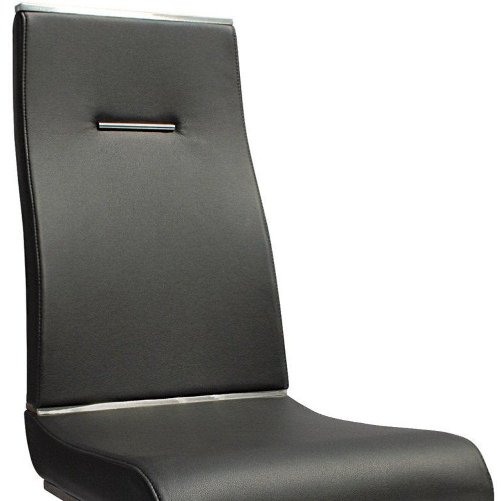 Set of Two Black and Silver Faux Leather Dining Side Chairs